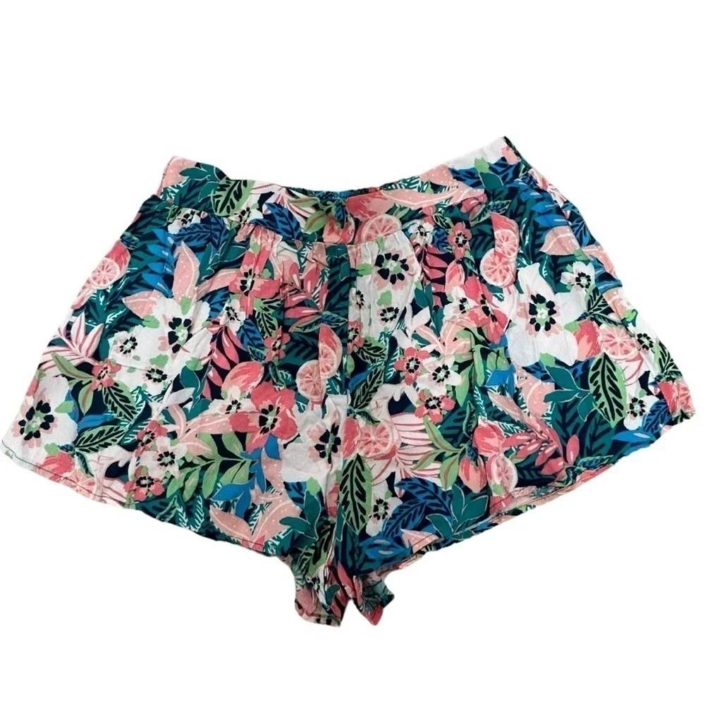 Love & Piece Collective Tropical Print Rayon Shorts NWOT